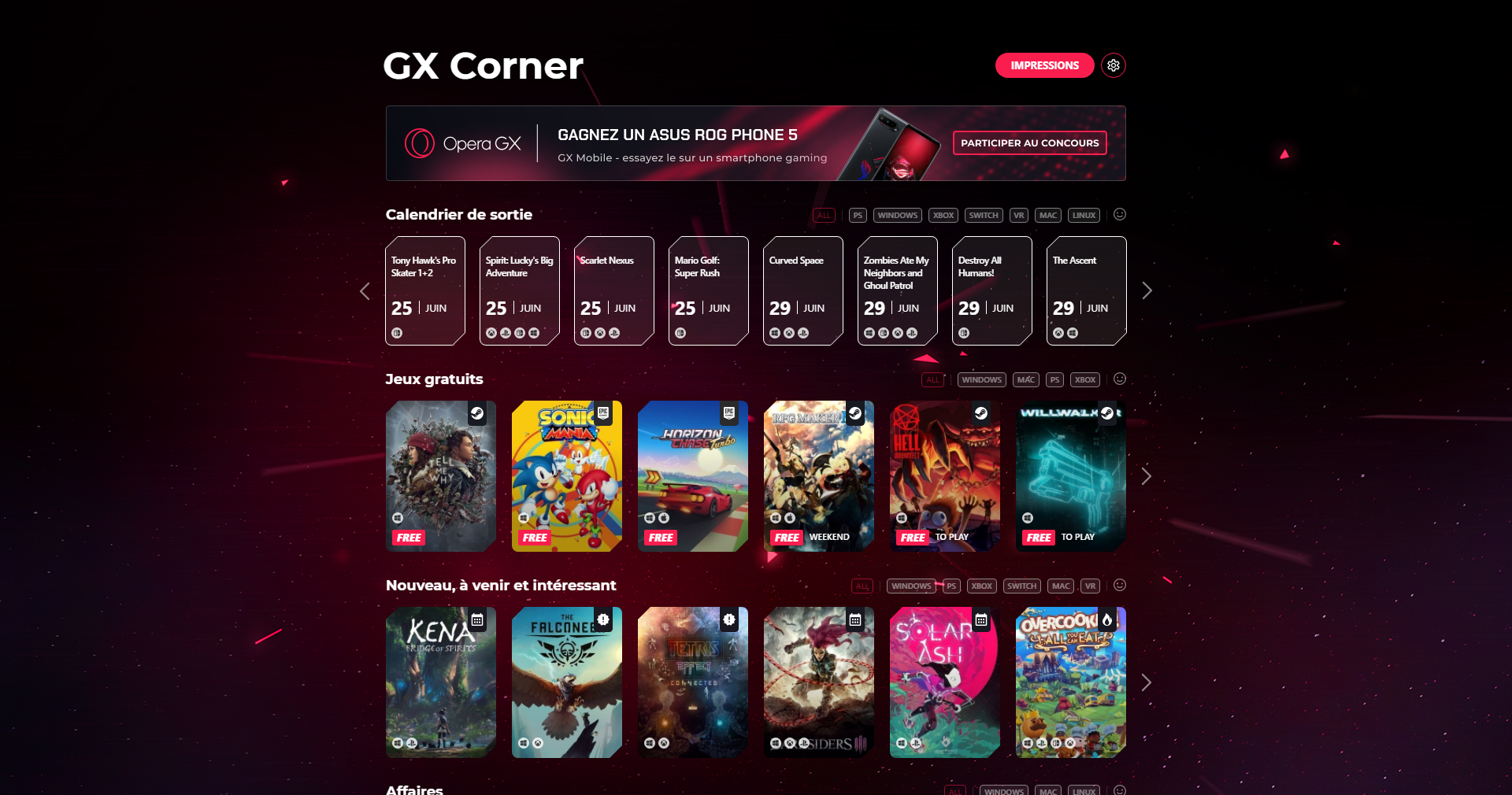 gx corner free games